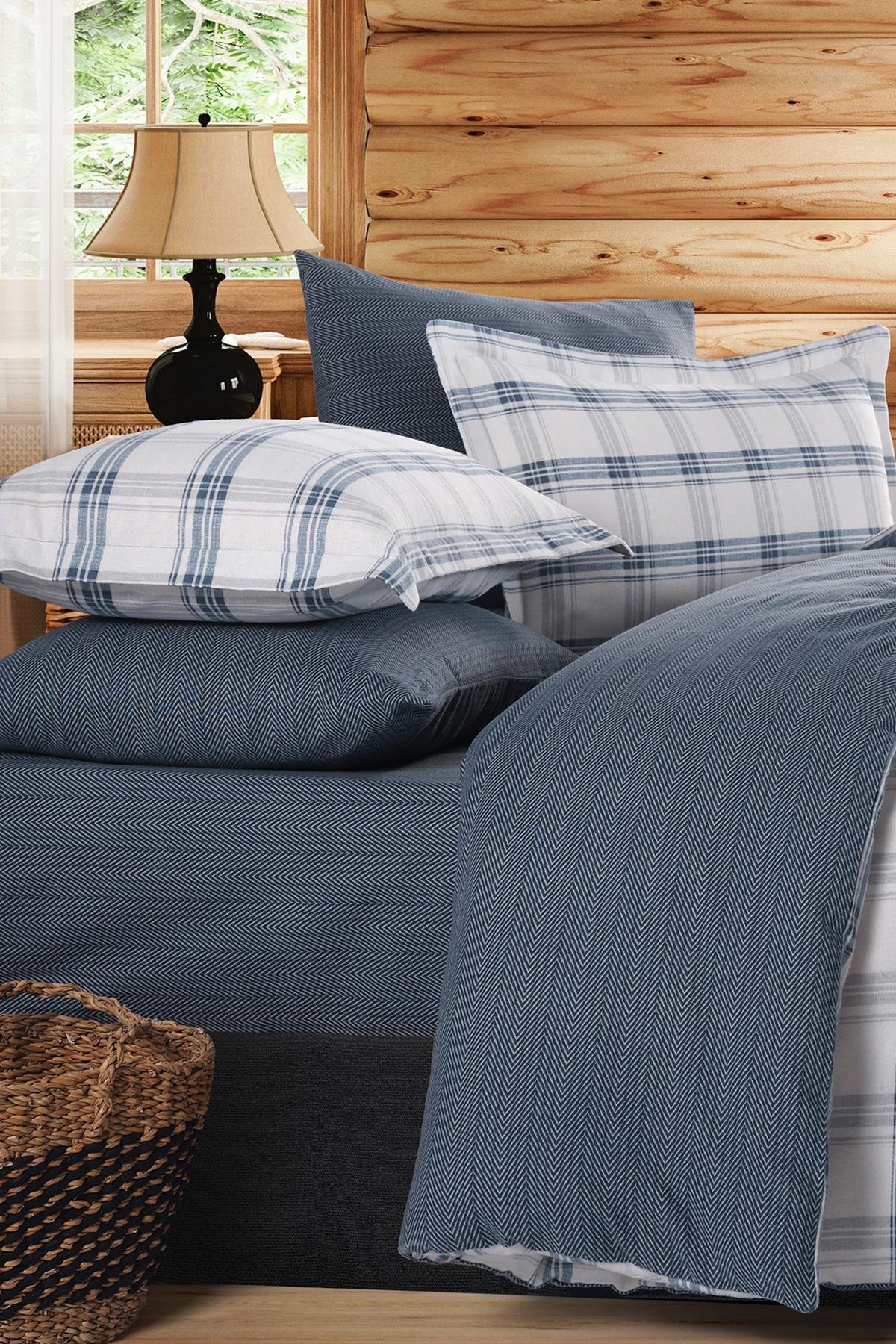 Flanel Çift Kişilik Nevresim Takımı Vista İndigo