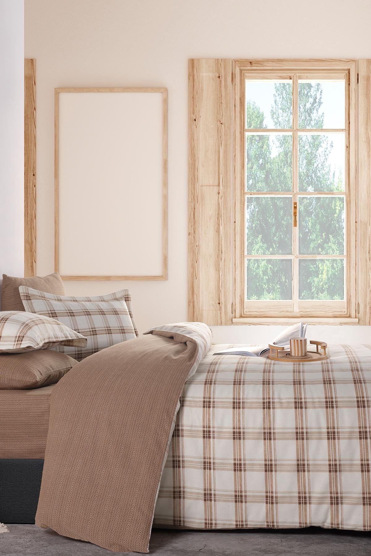 Flanel Çift Kişilik Nevresim Takımı Vista Kahve