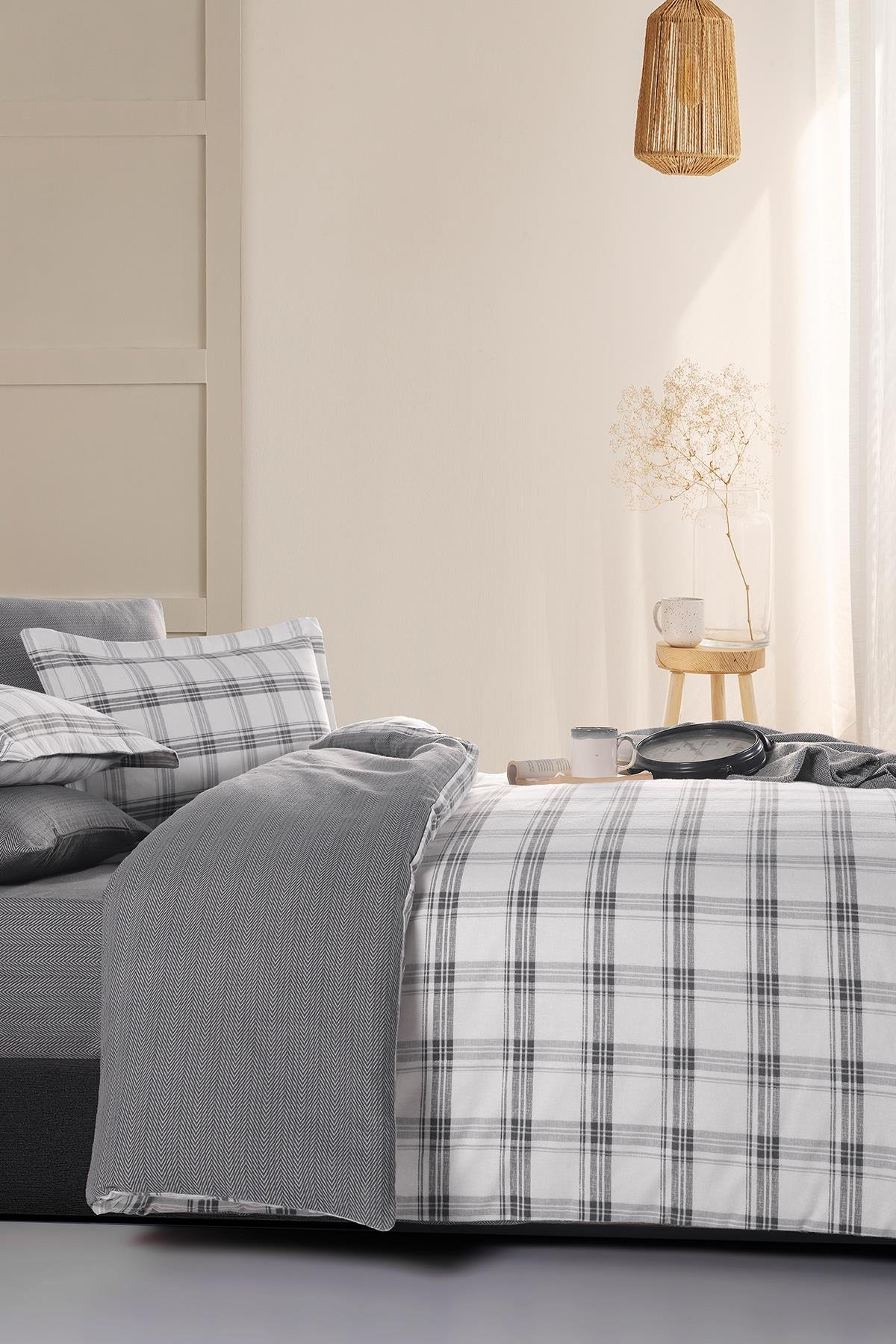 Flanel Tek Kişilik Nevresim Takımı Vista Gri