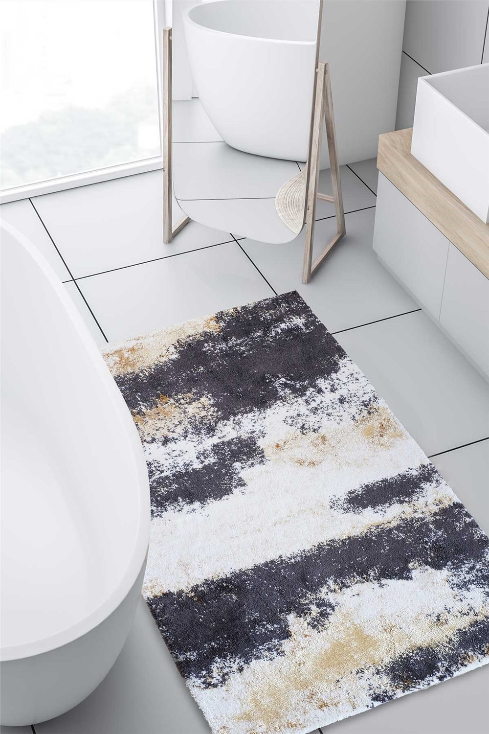HCW Fluer Pamuk Viskon Banyo Paspası 80x150 Gold