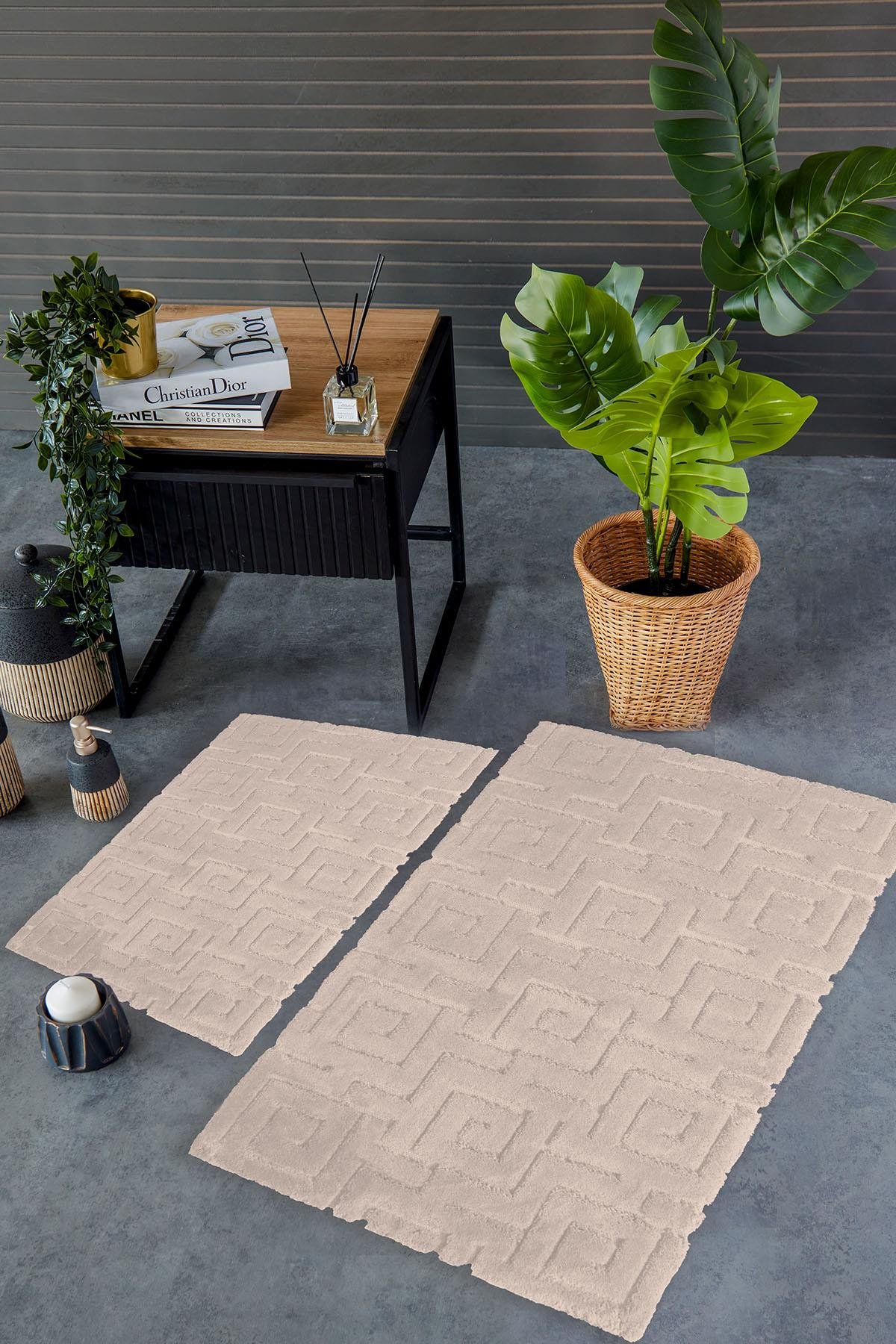 HCW Meander Paspas Seti Bej / 40x60-60x100 cm