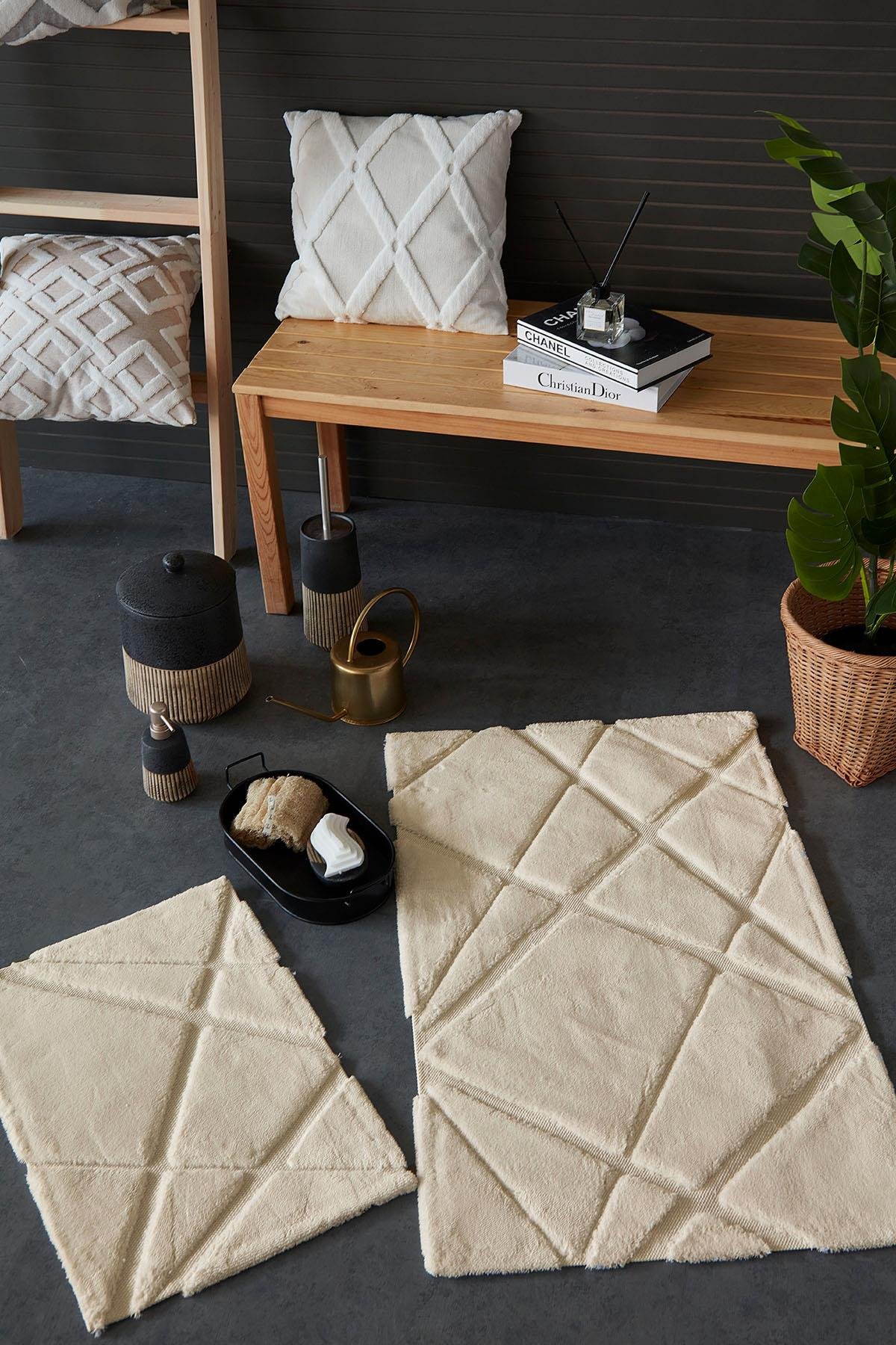 Modern Paspas Seti Koyu Bej / 40x60-60x100 cm