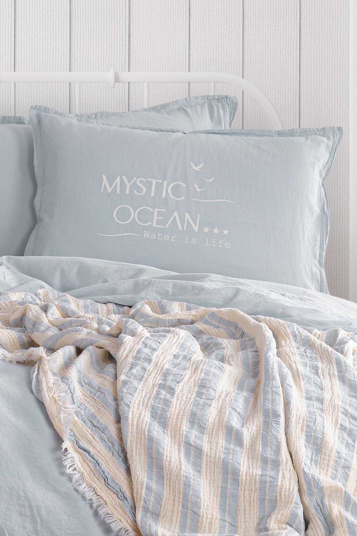 Mystic Ocean Çift Kişilik Nevresimli Pike Takımı - Aqua