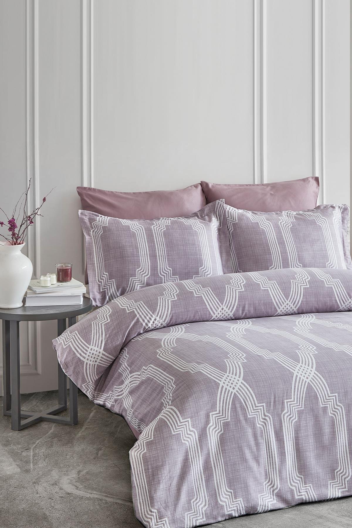 Pamuk Saten Çift Kişilik Nevresim Takımı - Exxen Violet