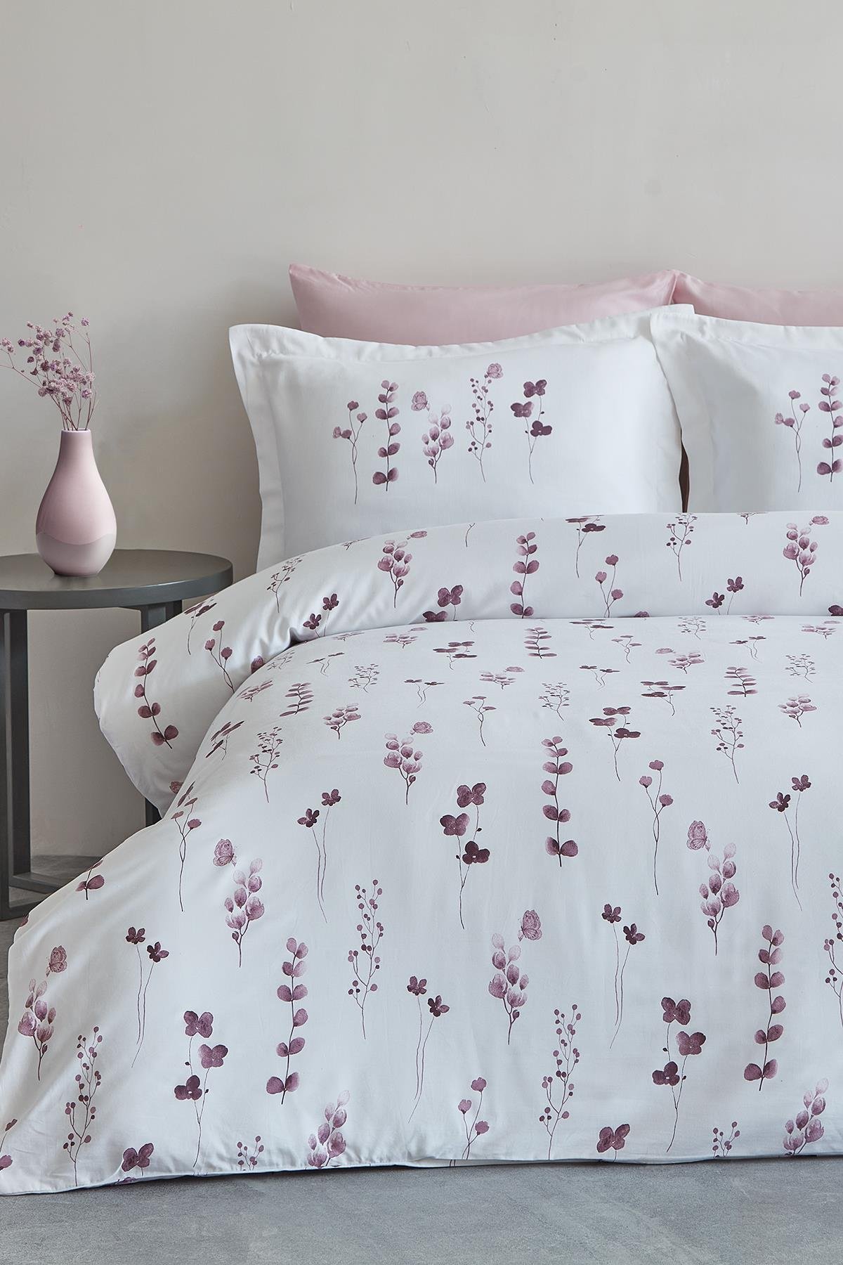 Pamuk Saten Çift Kişilik Nevresim Takımı - Kylie Pembe