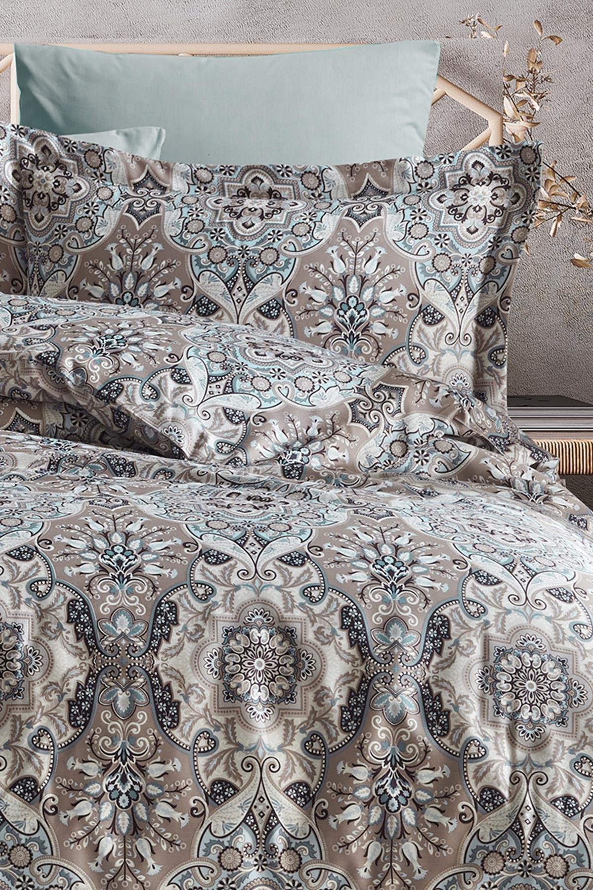 Pamuk Saten Çift Kişilik Nevresim Takımı - La Maison Bej