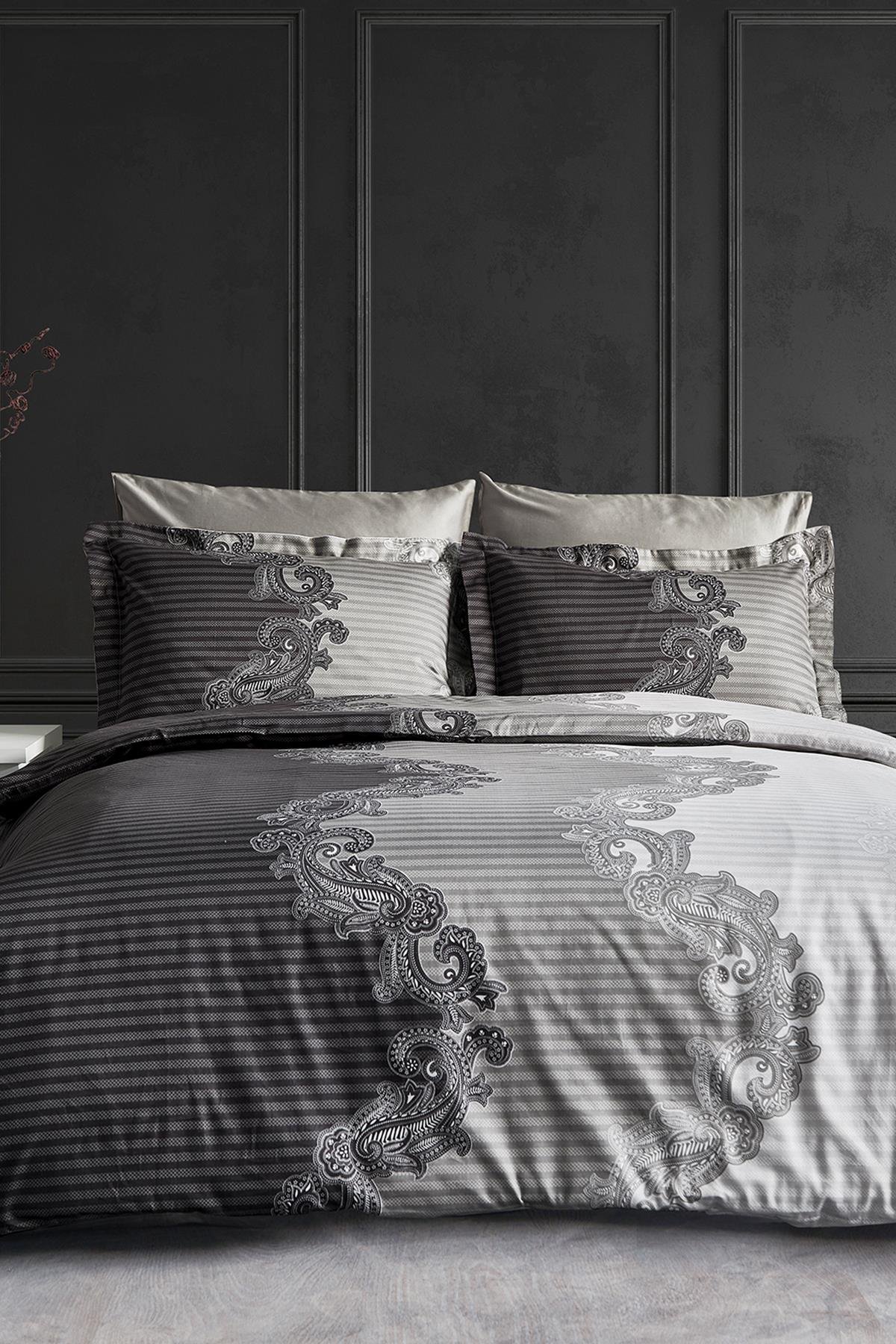 Pamuk Saten Çift Kişilik Nevresim Takımı - Basell Kahve