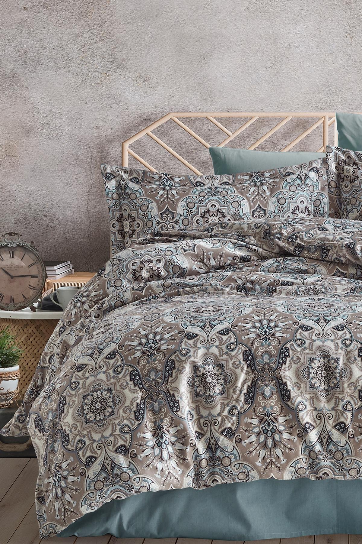 Pamuk Saten Çift Kişilik Nevresim Takımı - La Maison Bej