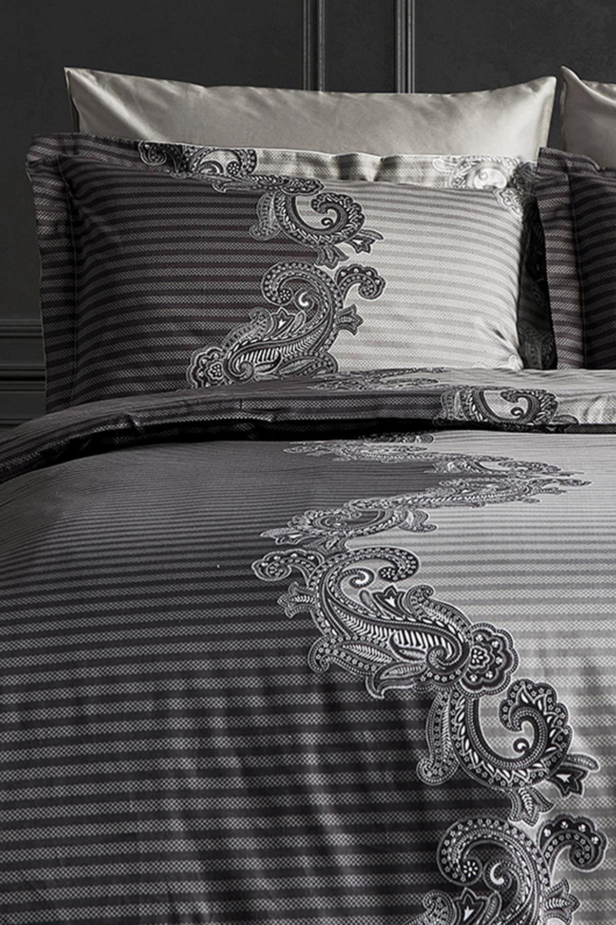 Pamuk Saten Çift Kişilik Nevresim Takımı - Basell Kahve