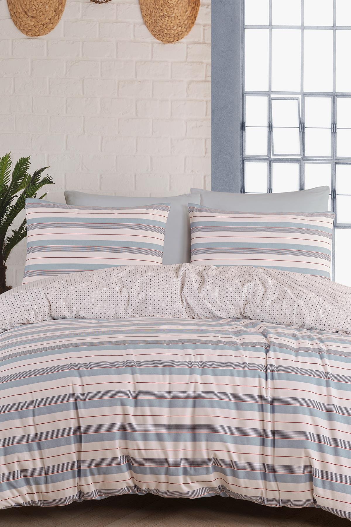 Poplin Çift Kişilik Nevresim Takımı - Capella Mavi