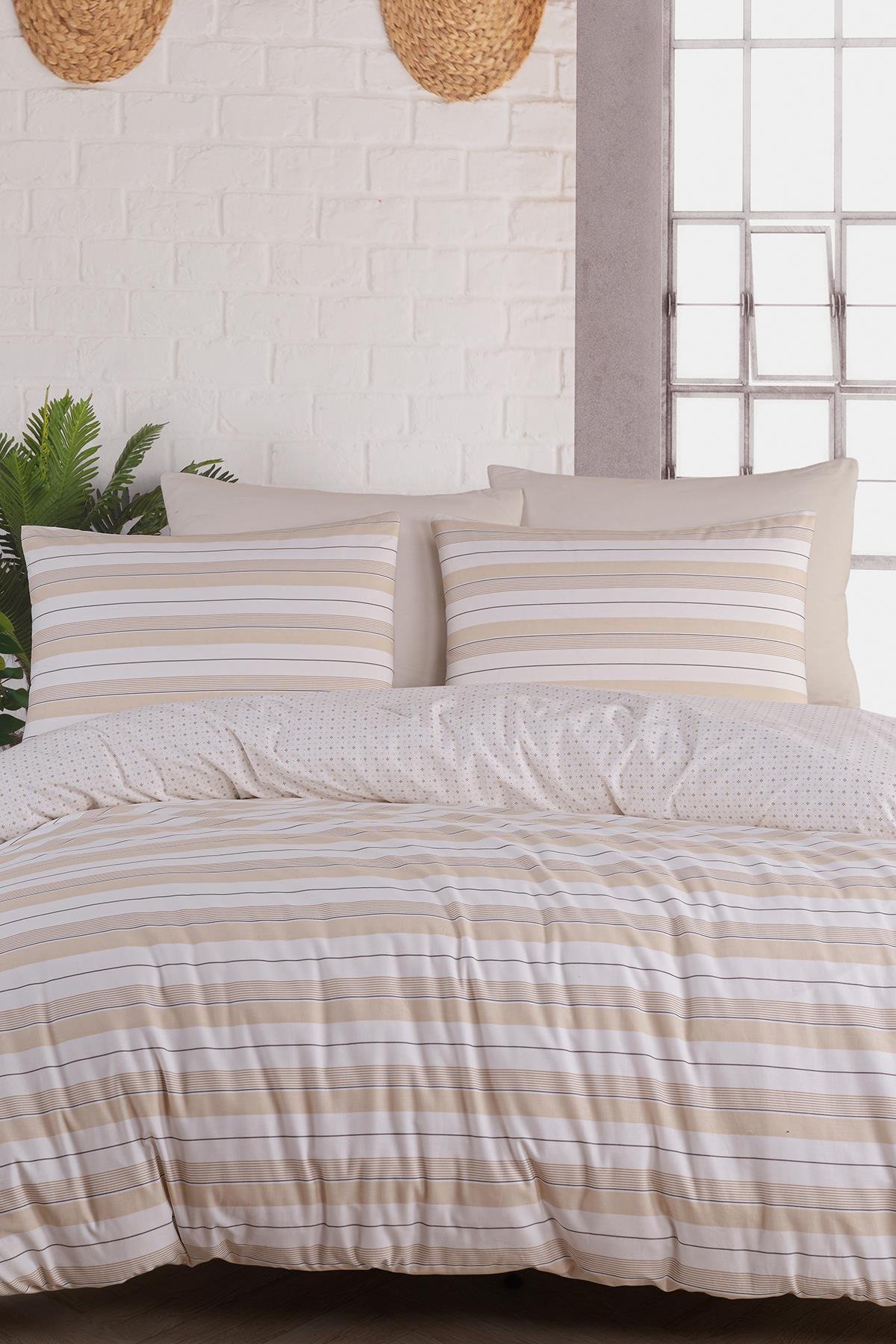 Poplin Çift Kişilik Nevresim Takımı - Capella Krem