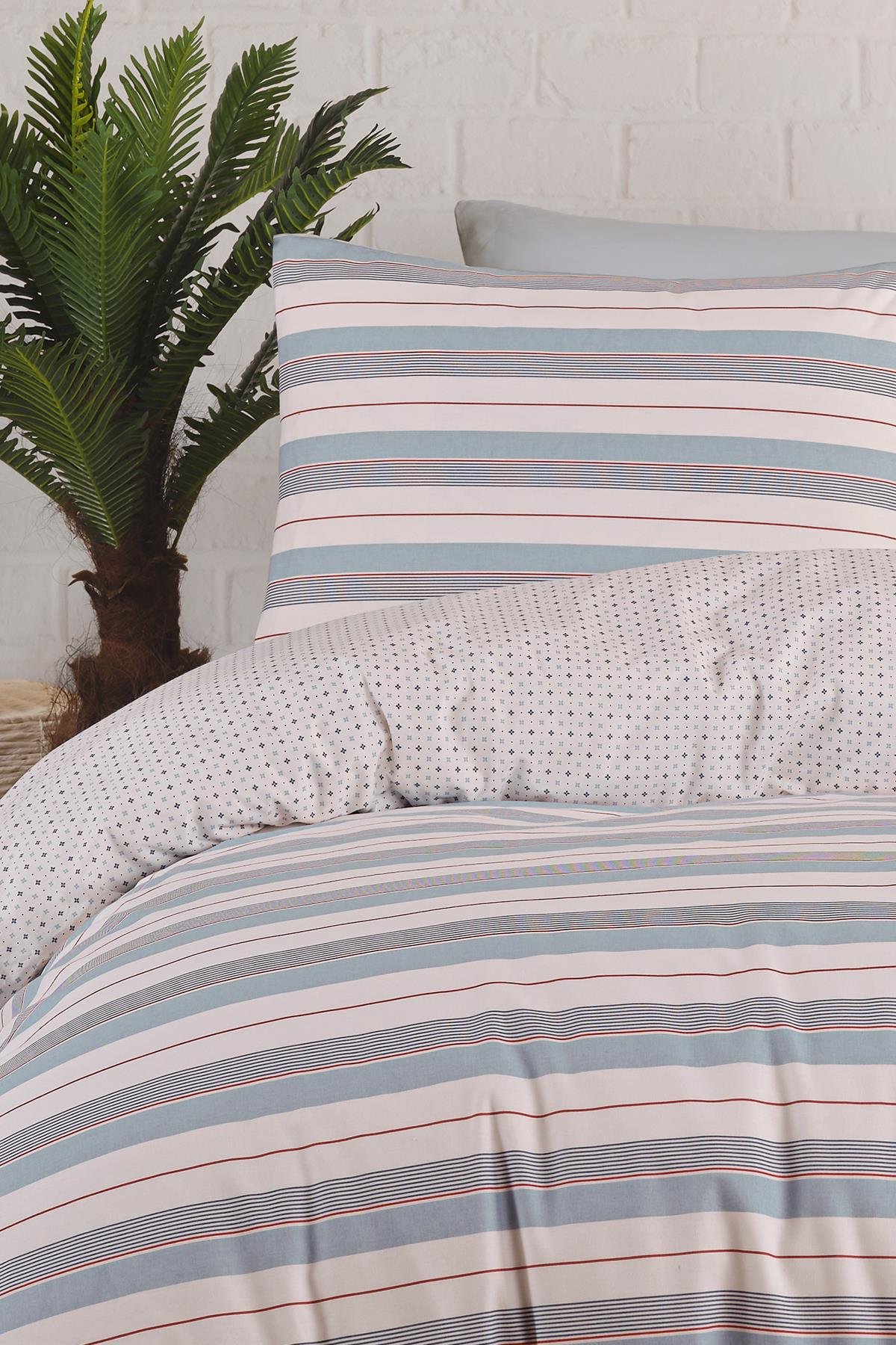 Poplin Çift Kişilik Nevresim Takımı - Capella Mavi