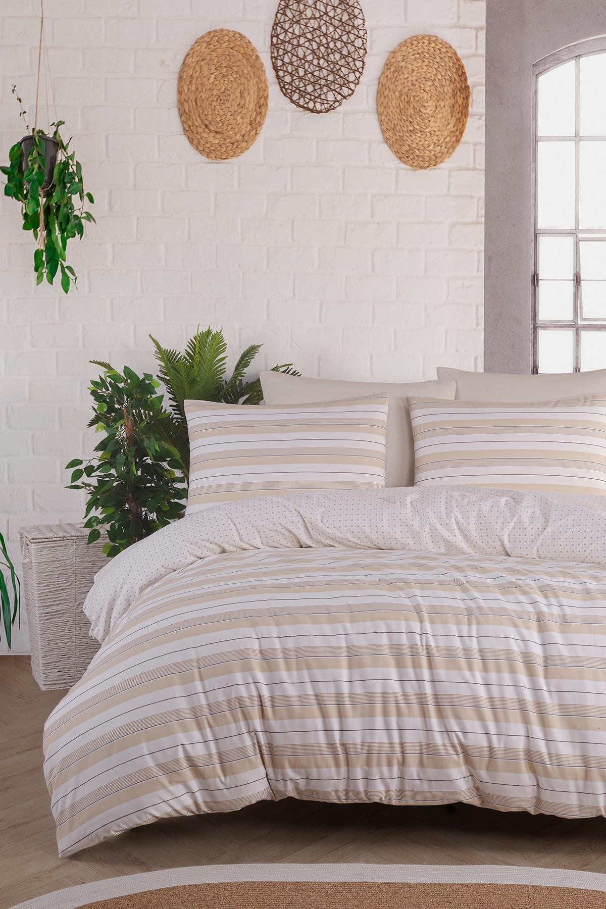 Poplin Çift Kişilik Nevresim Takımı - Capella Krem