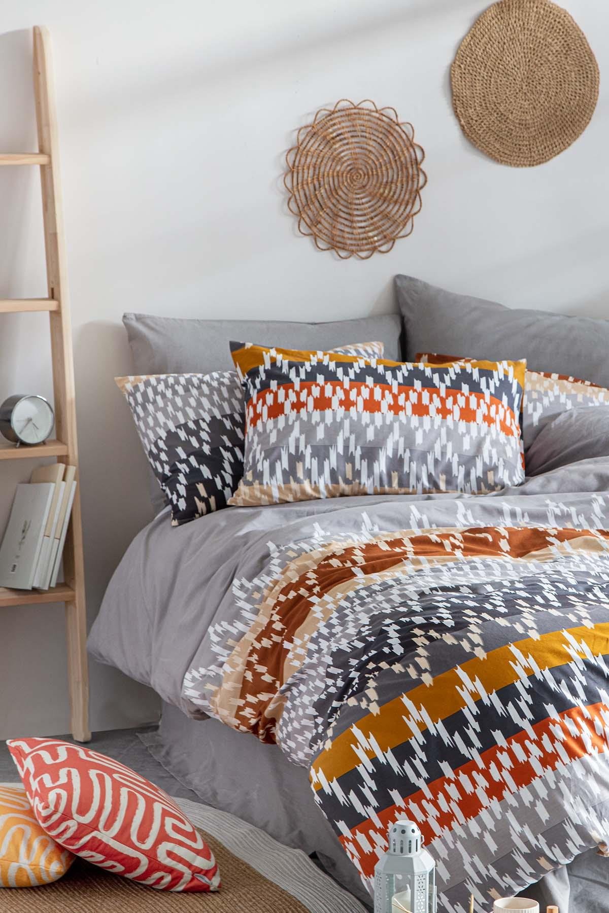 Poplin Çift Kişilik Nevresim Takımı - Lara Kahve