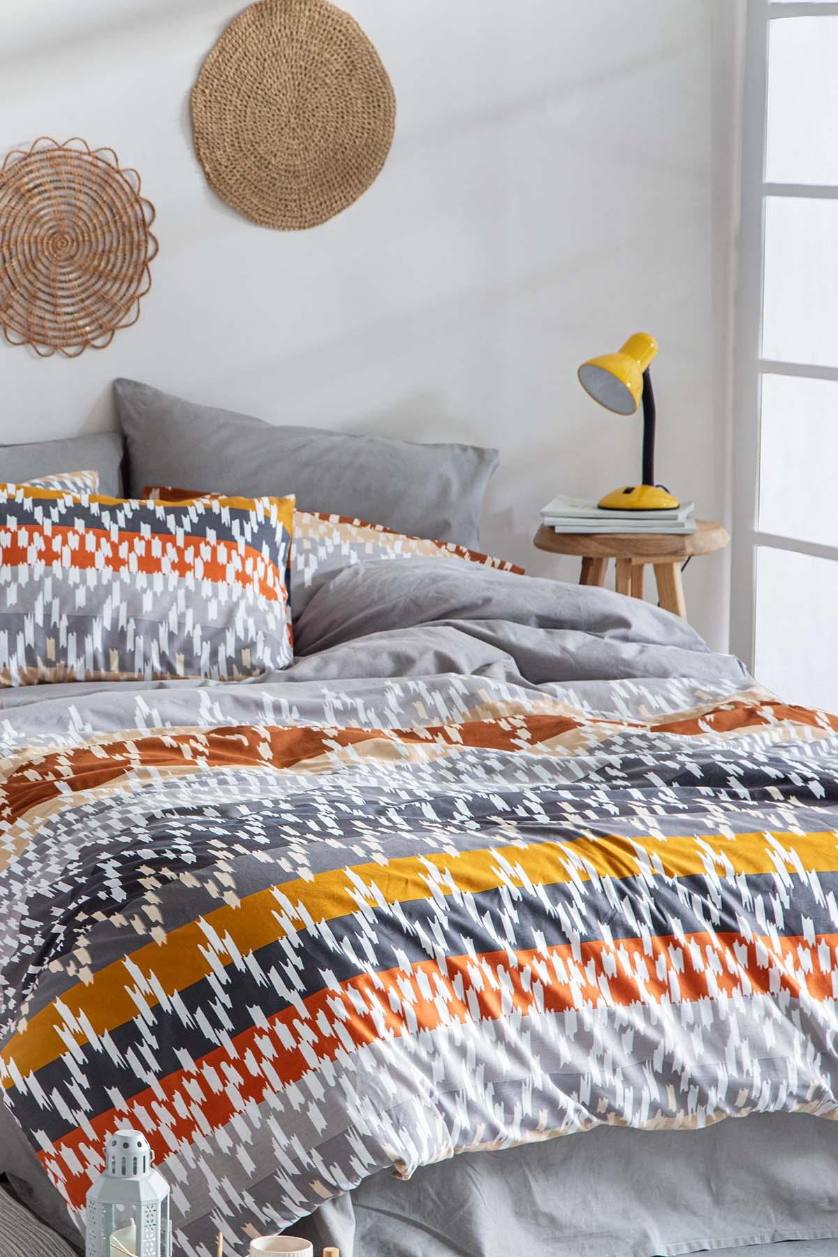 Poplin Çift Kişilik Nevresim Takımı - Lara Kahve