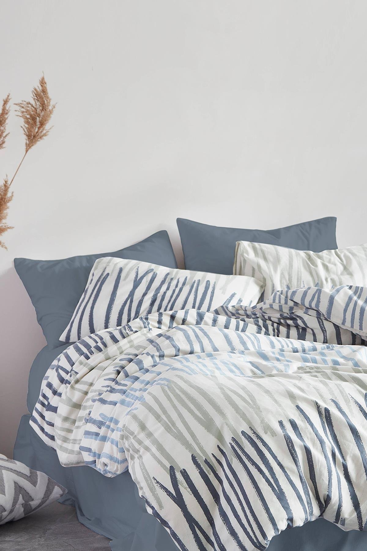 Poplin Çift Kişilik Nevresim Takımı - Linea Mavi