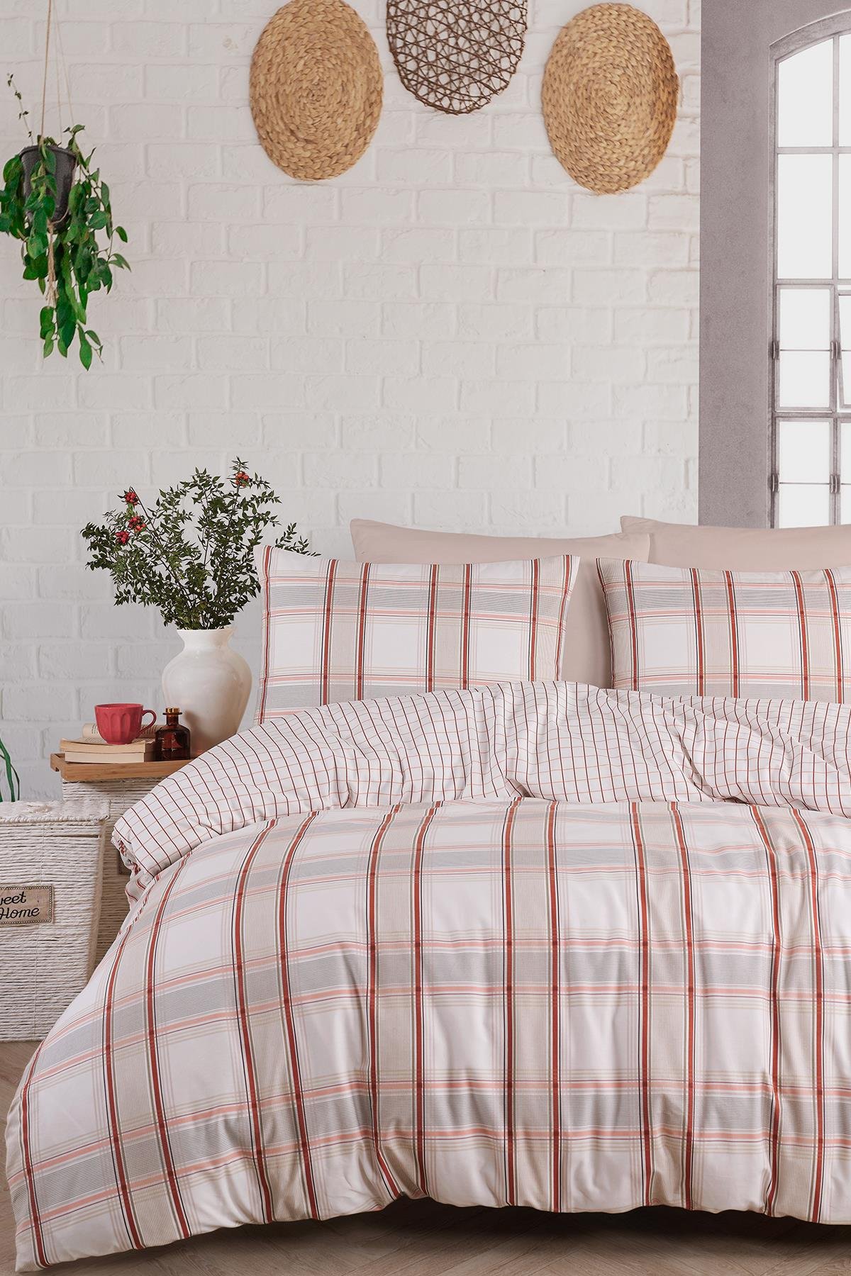 Poplin Çift Kişilik Nevresim Takımı - Nocturne Kiremit