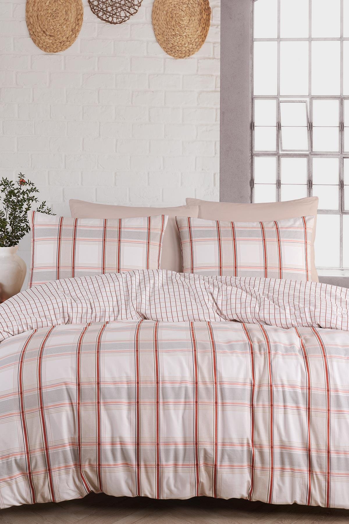 Poplin Çift Kişilik Nevresim Takımı - Nocturne Kiremit