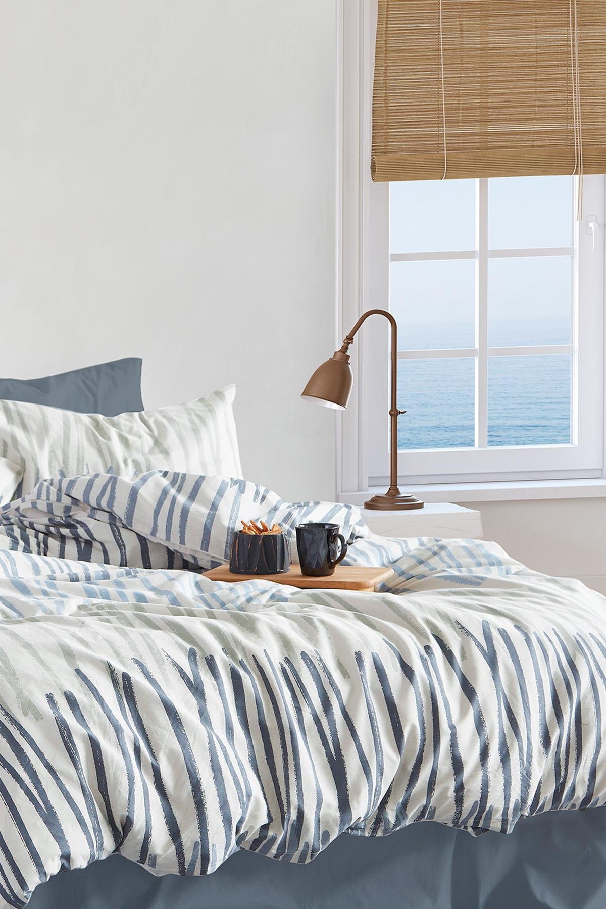 Poplin Tek Kişilik Nevresim Takımı  - Linea Mavi