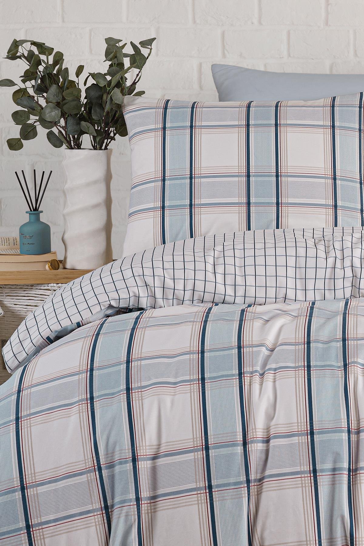 Poplin Tek Kişilik Nevresim Takımı - Nocturne Mavi