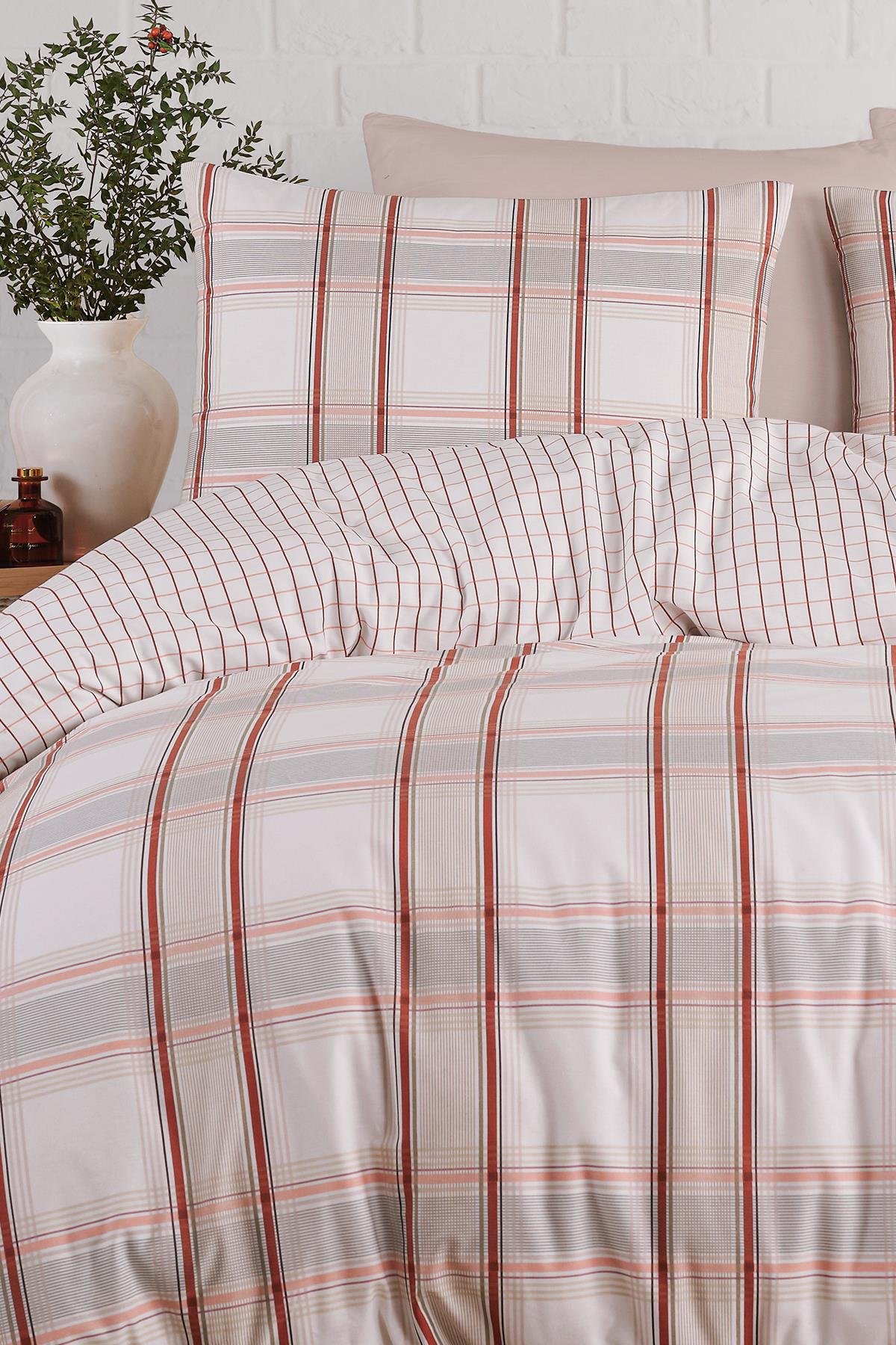 Poplin Tek Kişilik Nevresim Takımı - Nocturne Kiremit