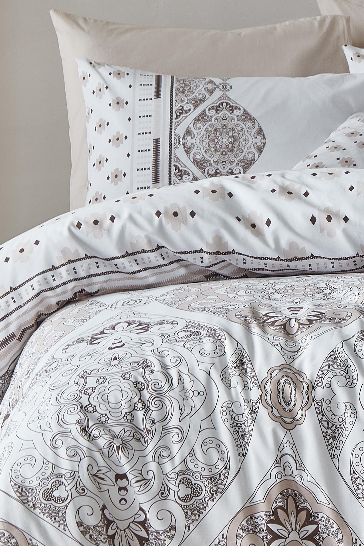 Poplin Tek Kişilik Nevresim Takımı  - Ruma Kahve