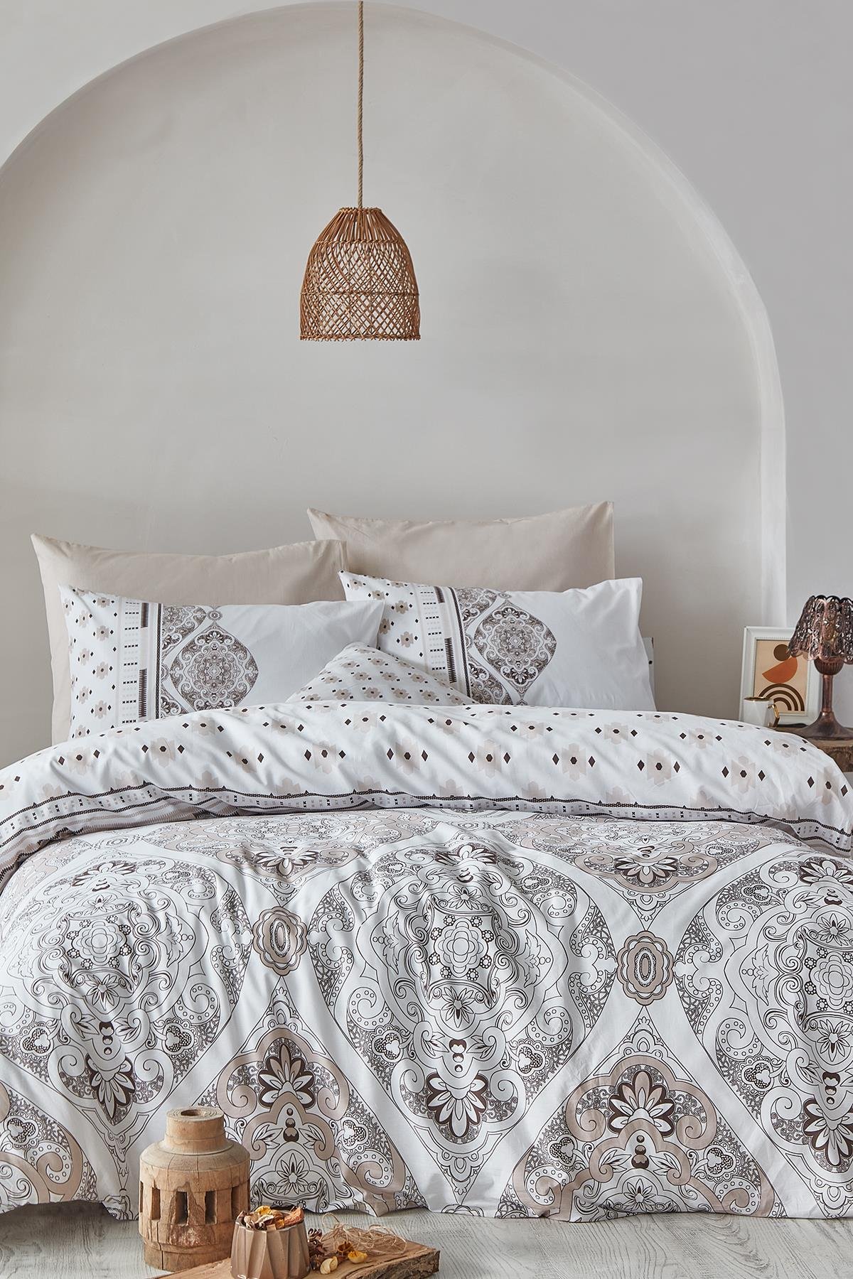 Poplin Tek Kişilik Nevresim Takımı  - Ruma Kahve