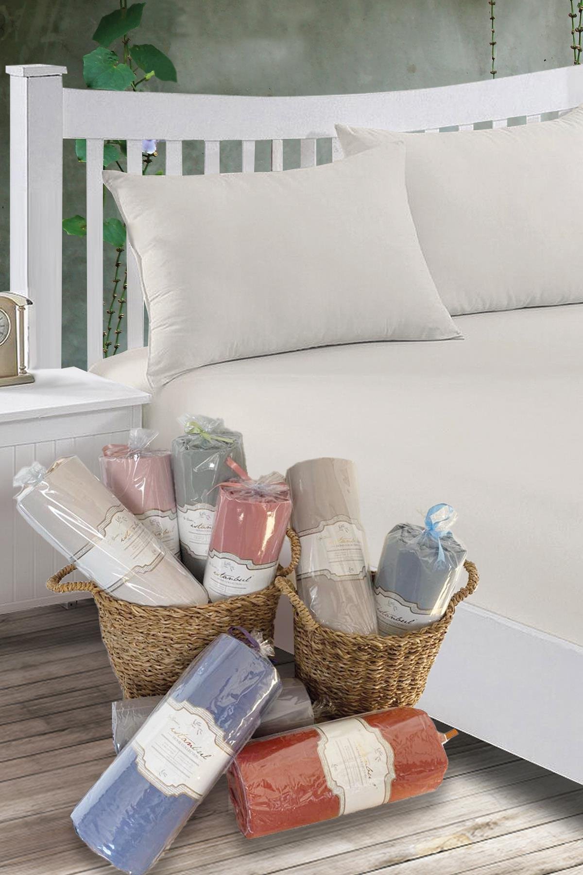 Ranforce Çift Kişilik Fitted Çarşaf Set 180x200+30 cm - Tarçın