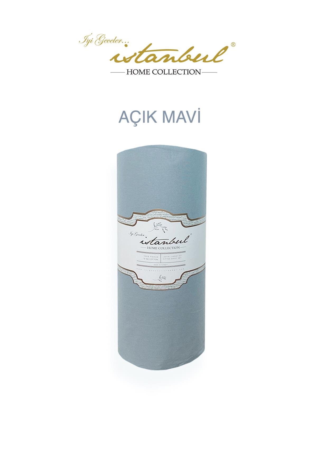 Ranforce Çift Kişilik Fitted Çarşaf Set 180x200+30 cm - Açık Mavi