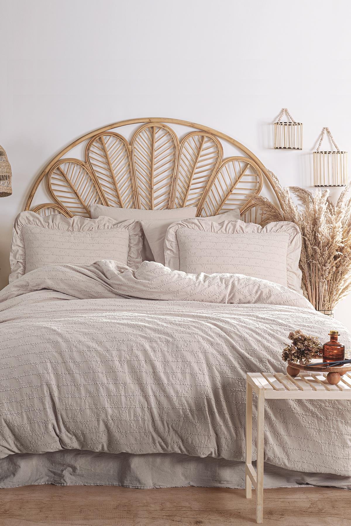 Resital Çift Kişilik Brodeli Nevresim Takımı - Vizon