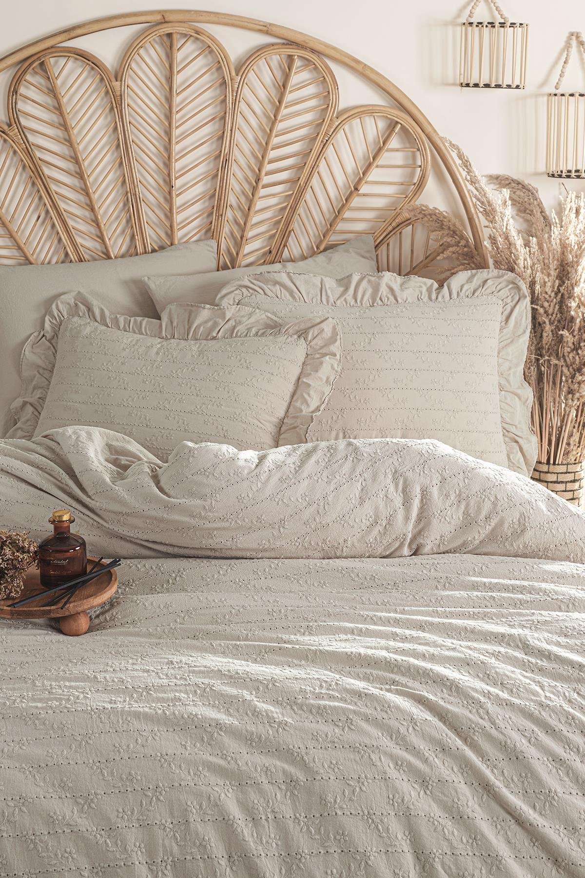 Resital Çift Kişilik Brodeli Nevresim Takımı - Vizon