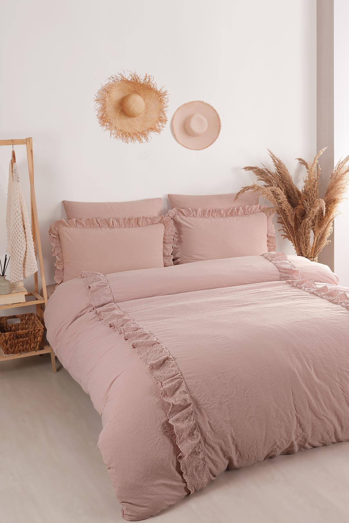 Romantica Çift Kişilik Brodeli Nevresim Takımı - Rose