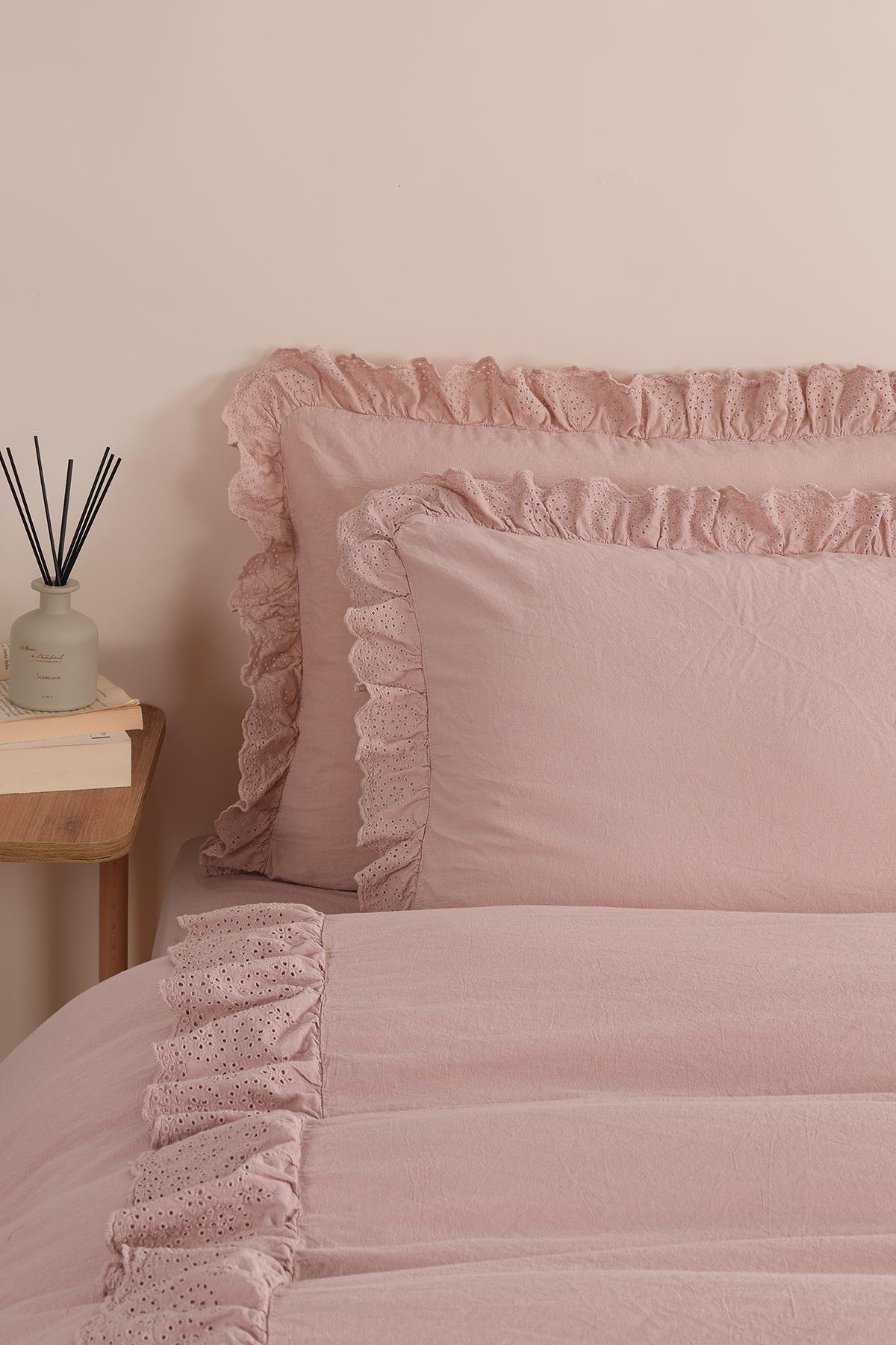 Romantica Çift Kişilik Brodeli Nevresim Takımı - Rose