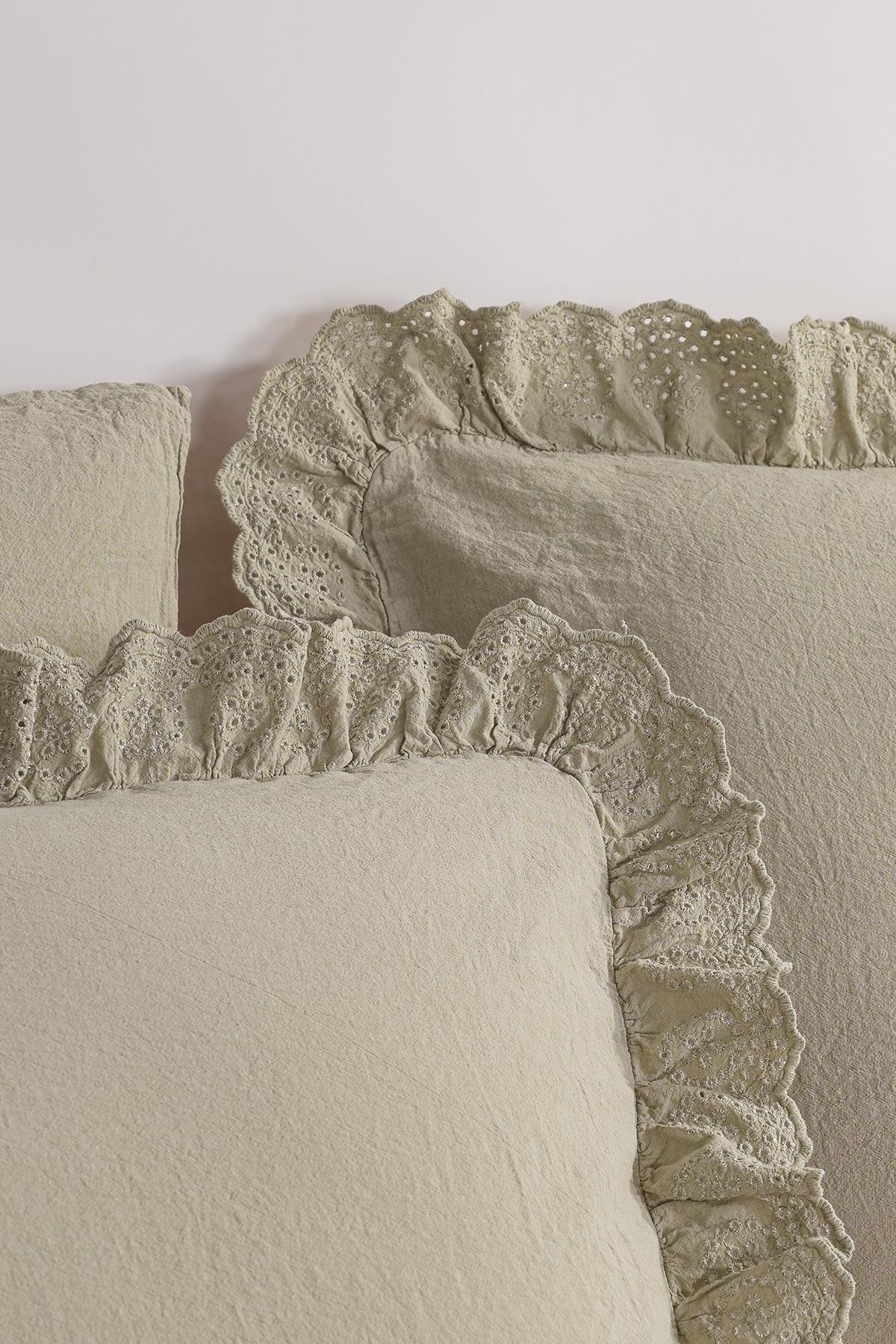 Romantica Çift Kişilik Brodeli Nevresim Takımı  - Yeşil