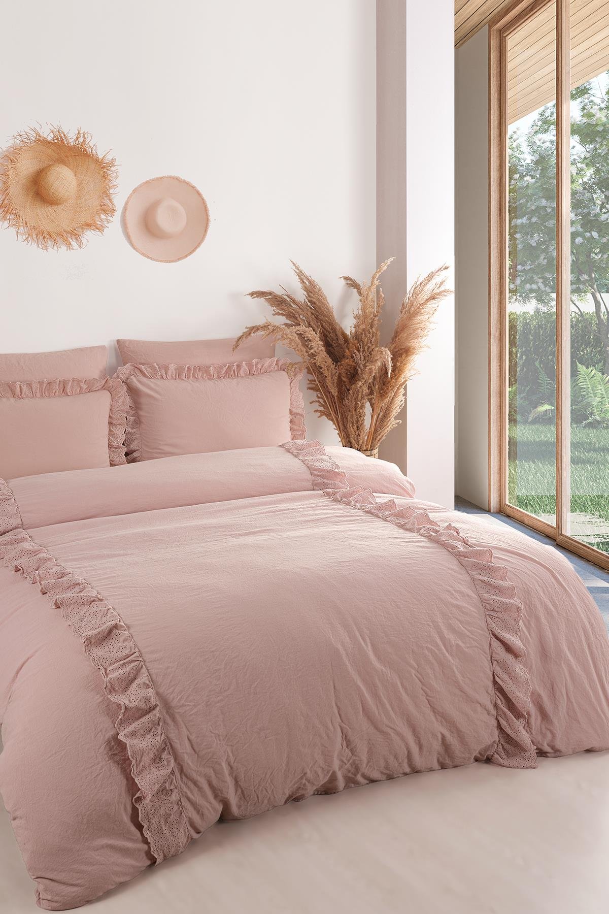 Romantica Çift Kişilik Brodeli Nevresim Takımı - Rose