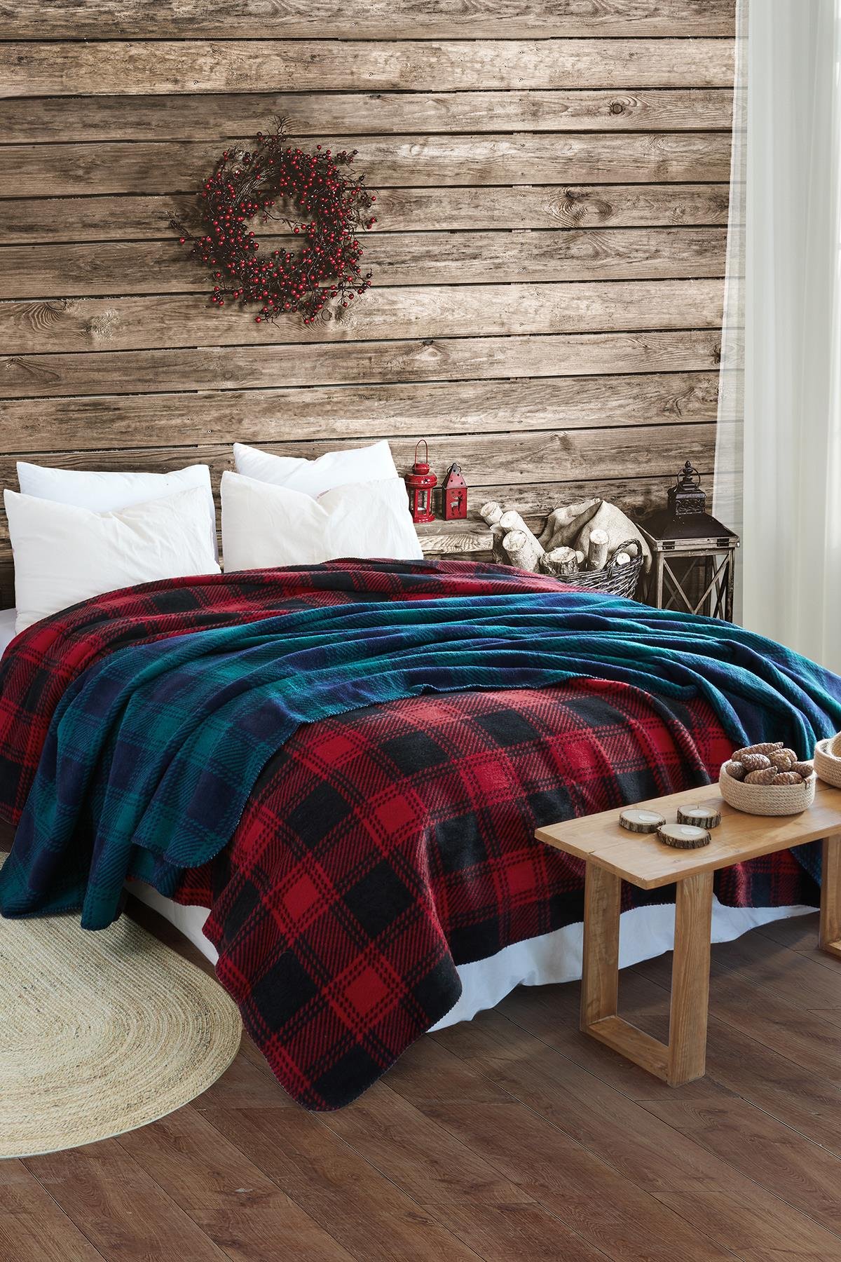 Ruby Tek Kişilik Pamuk Battaniye Yeşil