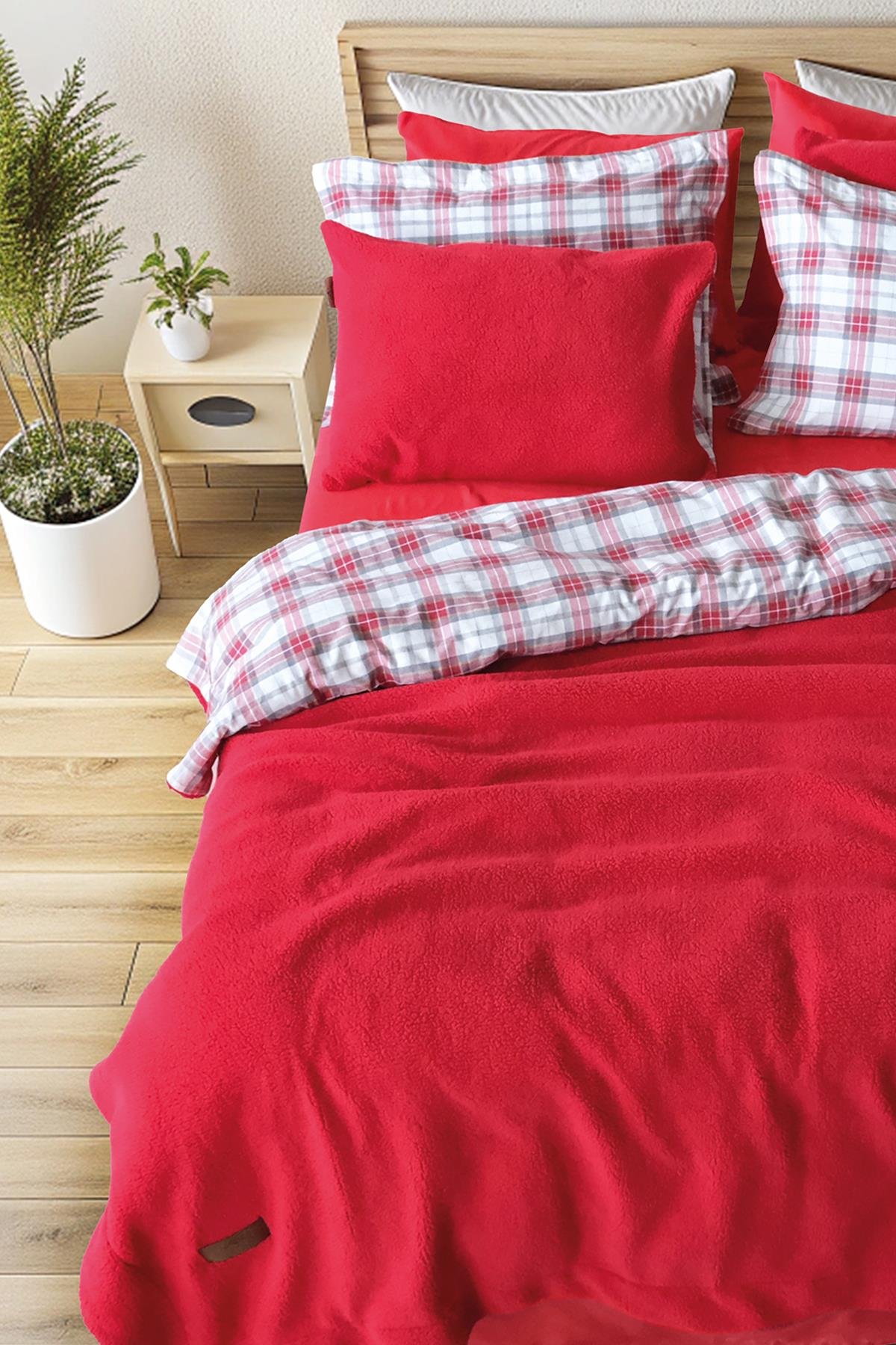 Sherwood Cozy Kırmızı Tek Kişilik Yatak Örtüsü Seti Kırmızı