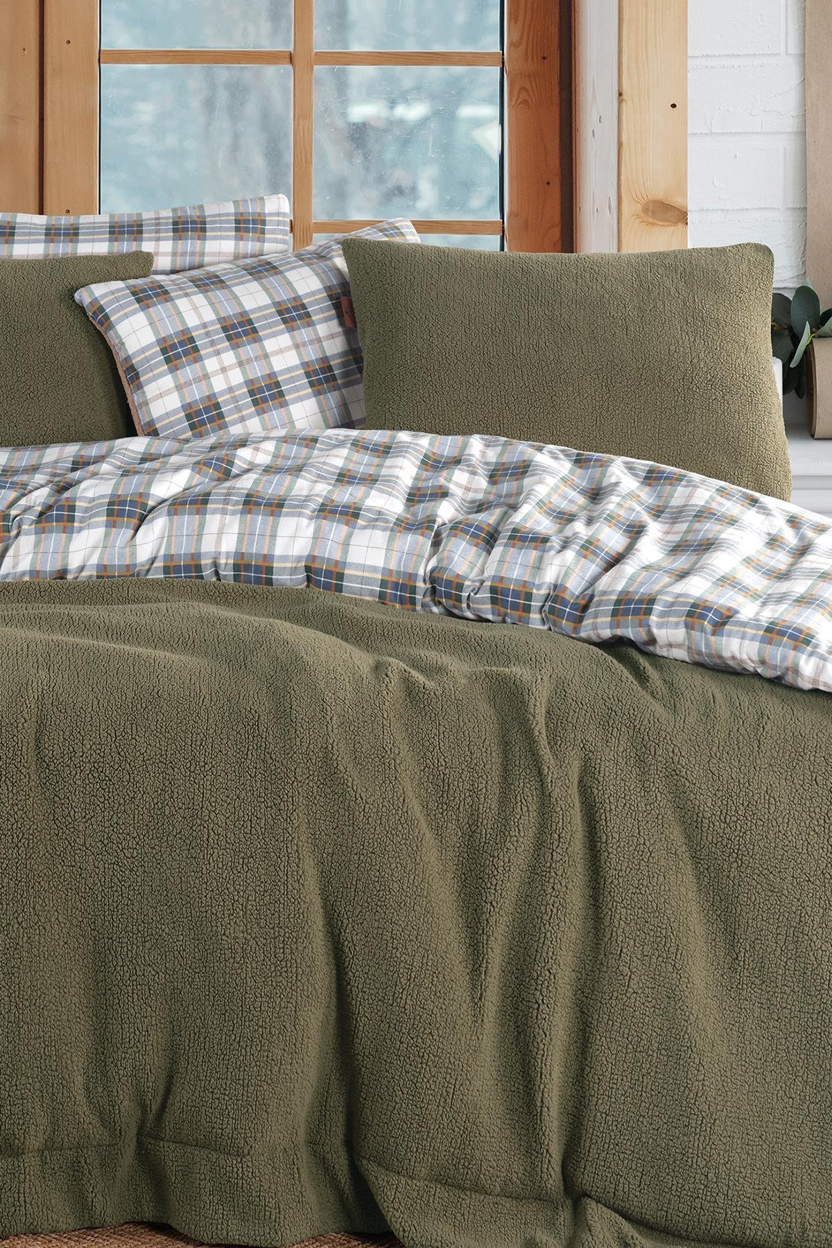 Sherwood Cozy Yeşil Çift Kişilik Yatak Örtüsü Seti Yeşil