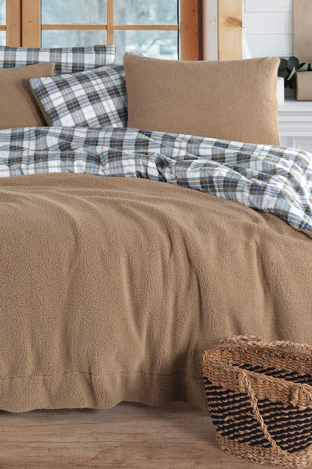 Sherwood Cozy Yeşil Tek Kişilik Yatak Örtüsü Seti Kahve