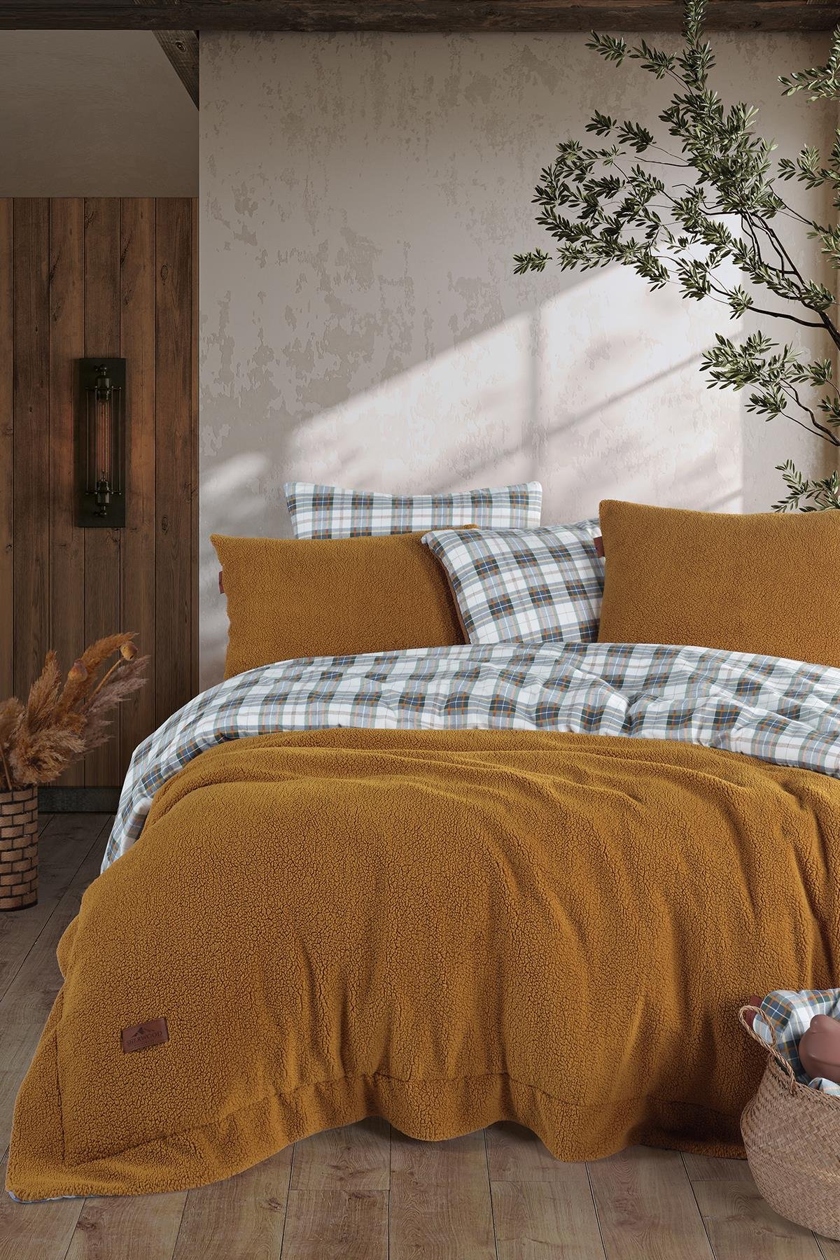 Sherwood Cozy Yeşil Tek Kişilik Yatak Örtüsü Seti Zerdeçal