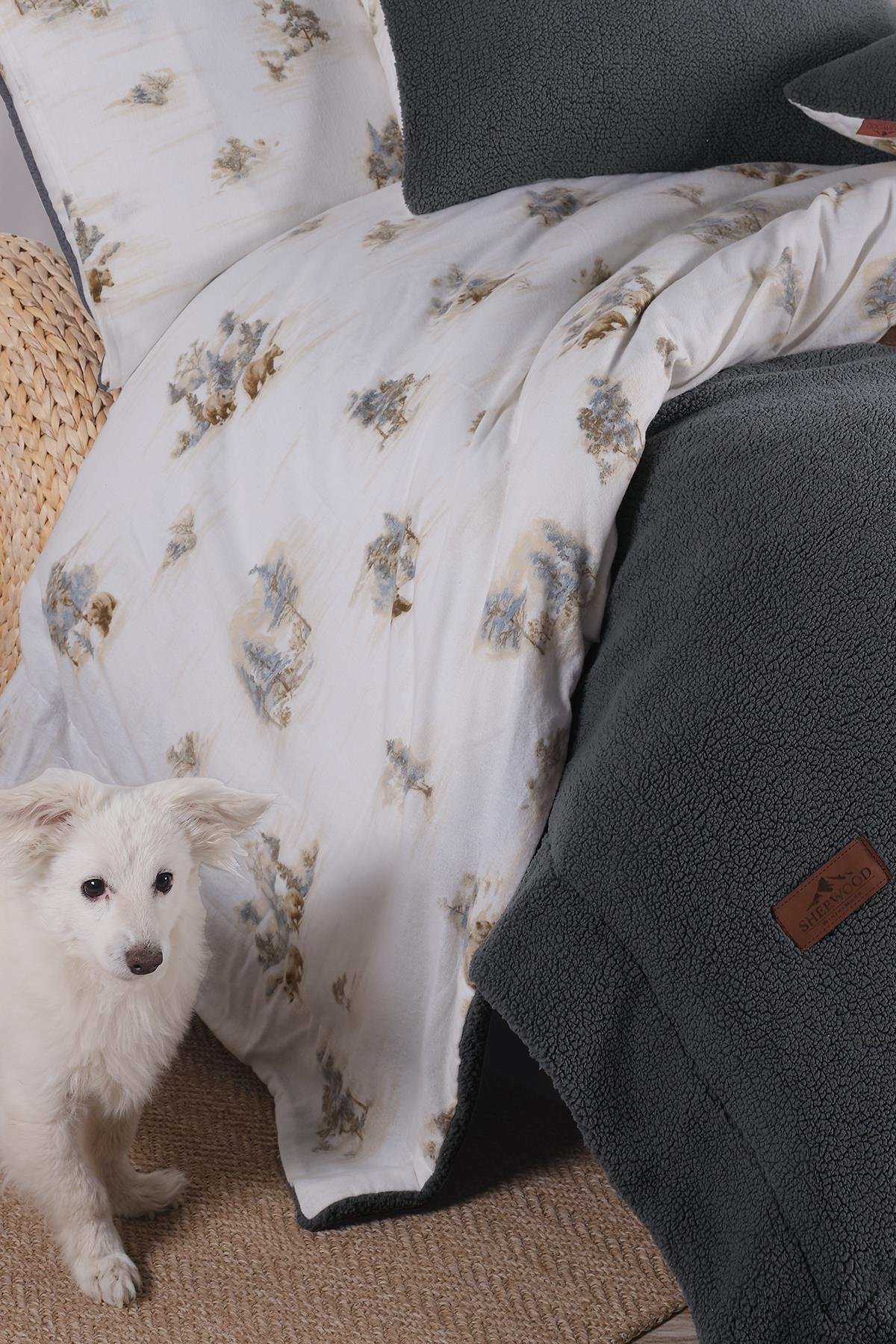 Sherwood Snowy Tek Kişilik Yatak Örtüsü Seti Antrasit