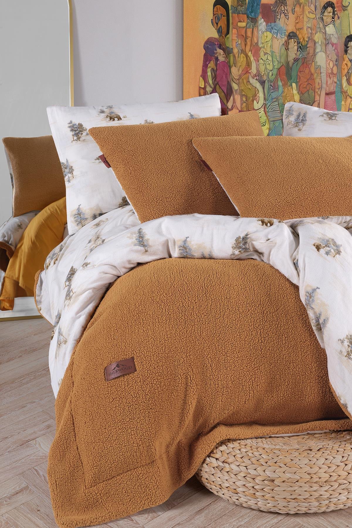 Sherwood Snowy Tek Kişilik Yatak Örtüsü Seti Zerdeçal