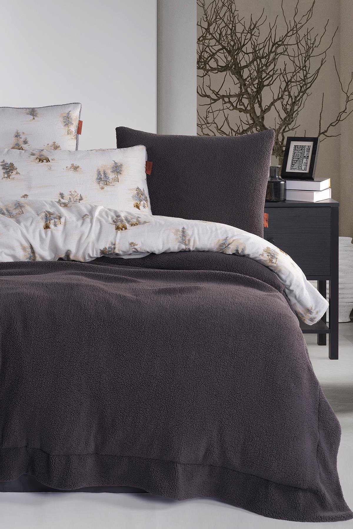 Sherwood Snowy Tek Kişilik Yatak Örtüsü Seti Antrasit