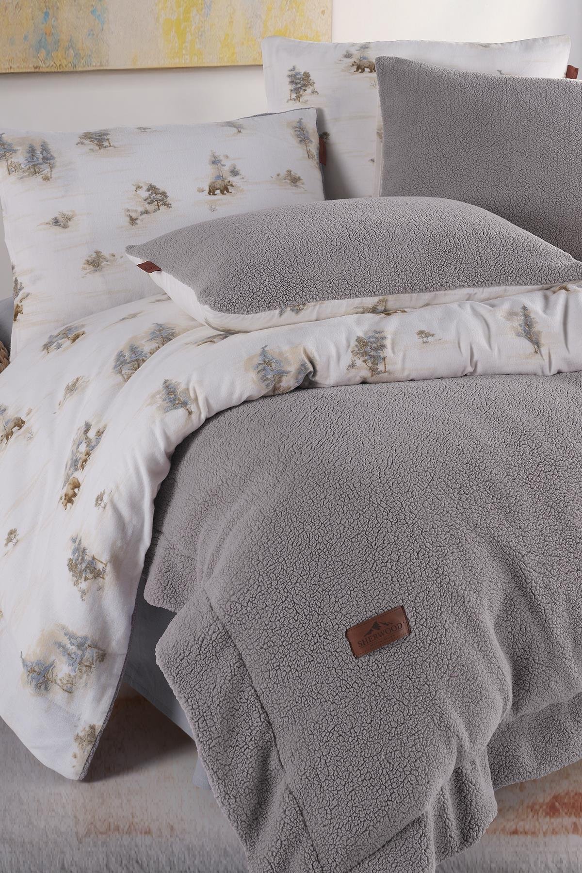Sherwood Snowy Tek Kişilik Yatak Örtüsü Seti Gri