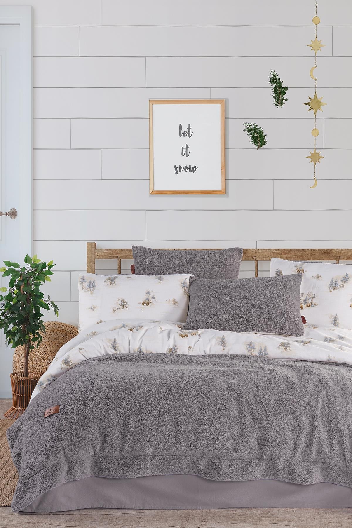 Sherwood Snowy Tek Kişilik Yatak Örtüsü Seti Gri