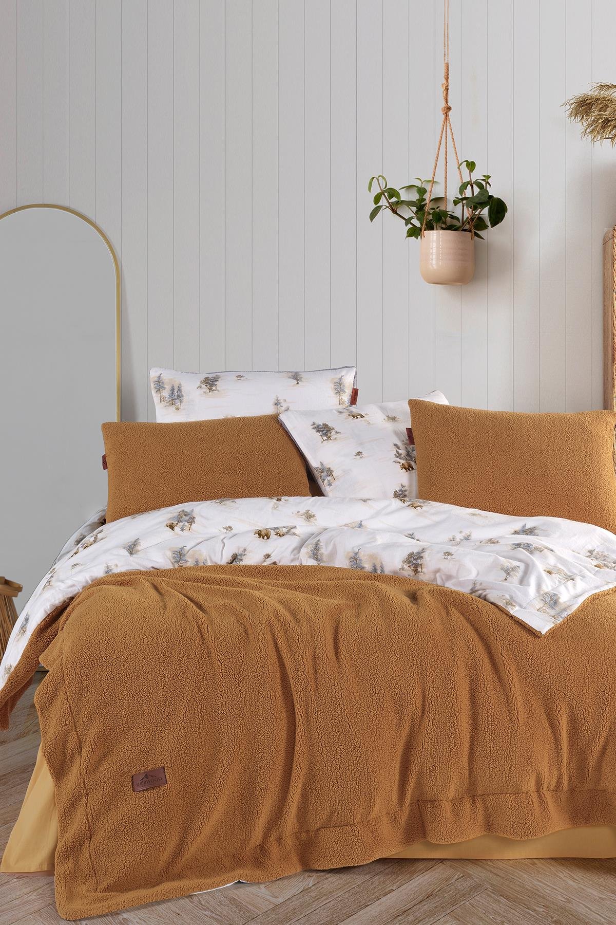 Sherwood Snowy Tek Kişilik Yatak Örtüsü Seti Zerdeçal