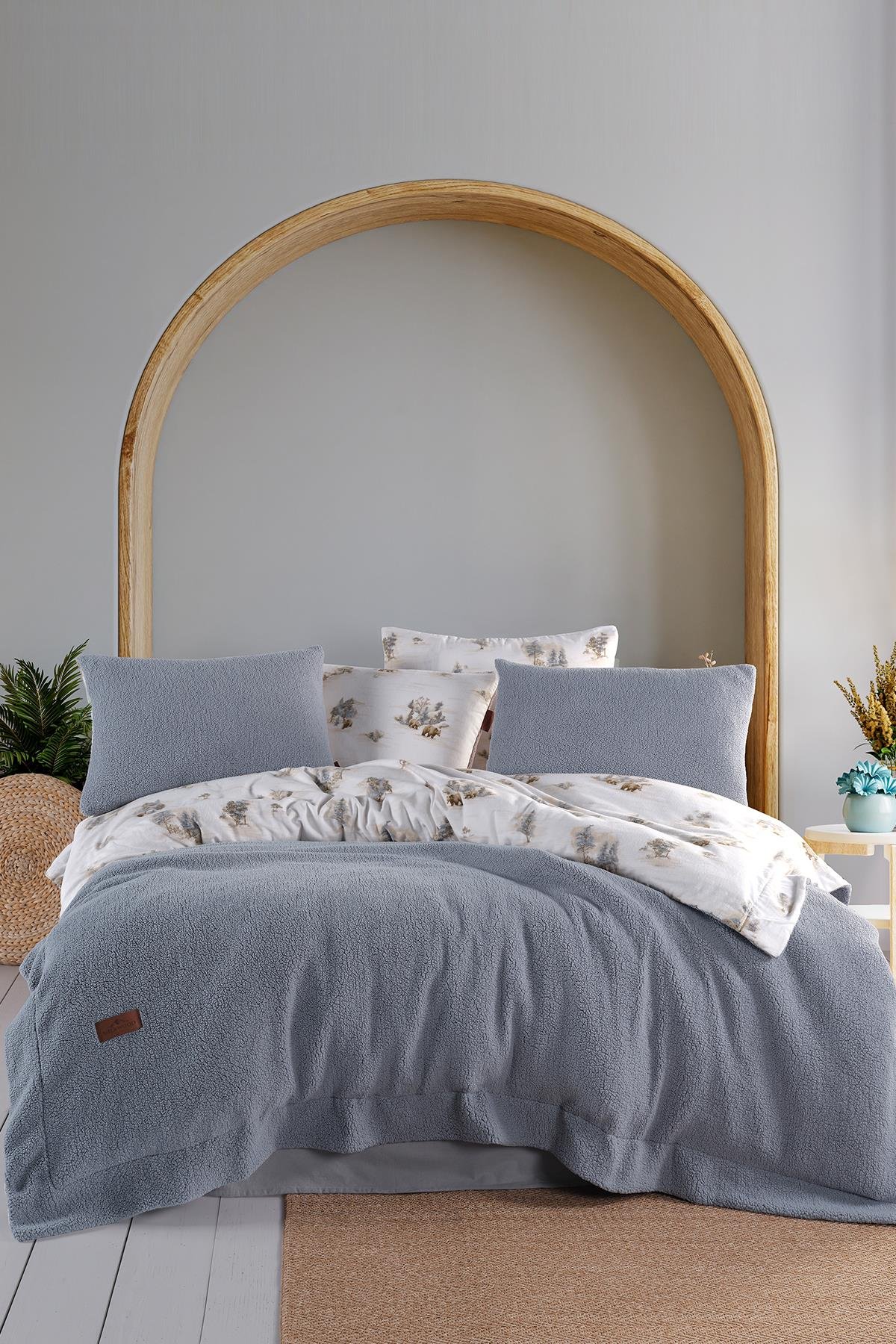 Sherwood Snowy Tek Kişilik Yatak Örtüsü Seti Buz Mavisi