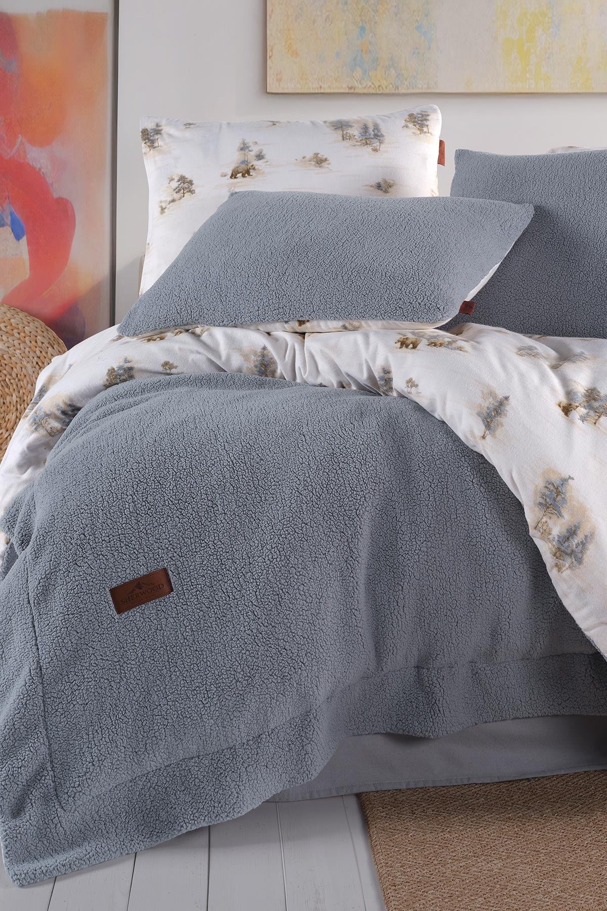 Sherwood Snowy Tek Kişilik Yatak Örtüsü Seti Buz Mavisi