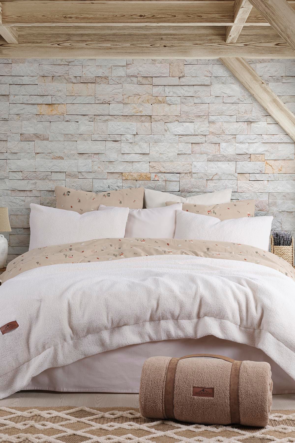 Sherwood Tek Kişilik Yatak Örtüsü Seti Ekru