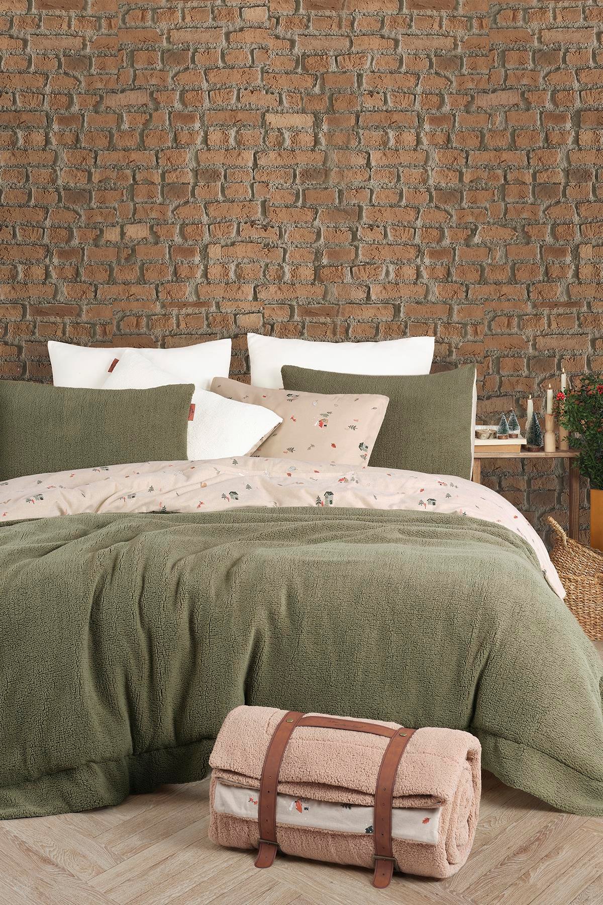 Sherwood Tek Kişilik Yatak Örtüsü Seti Haki